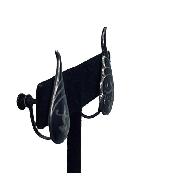 Vintage Siam Sterling Silver Temple Dancers Screw Back Earrings (5273) - Picture 4 of 6